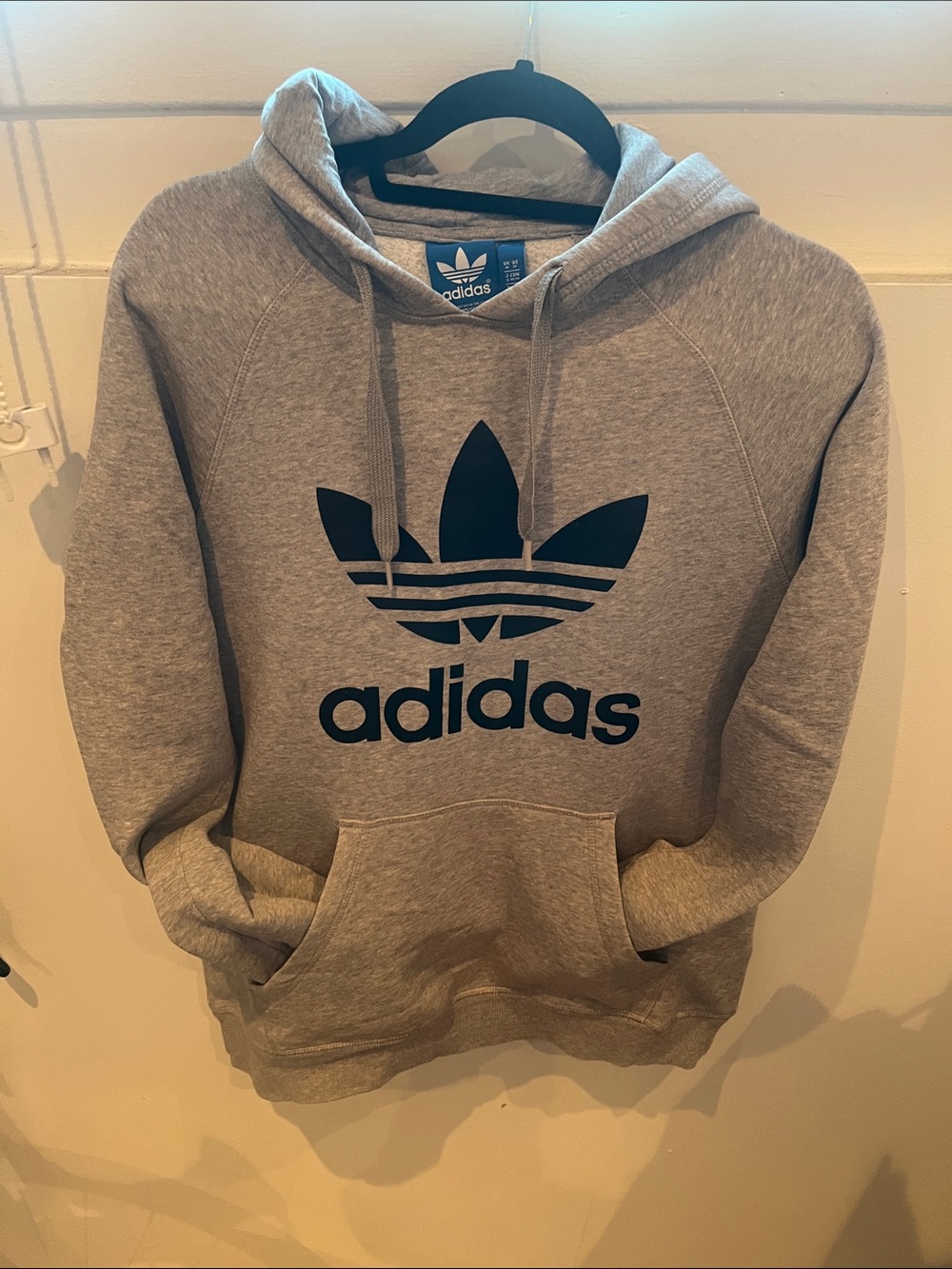 adidas Gray Hoodie with Black Trefoil Logo
